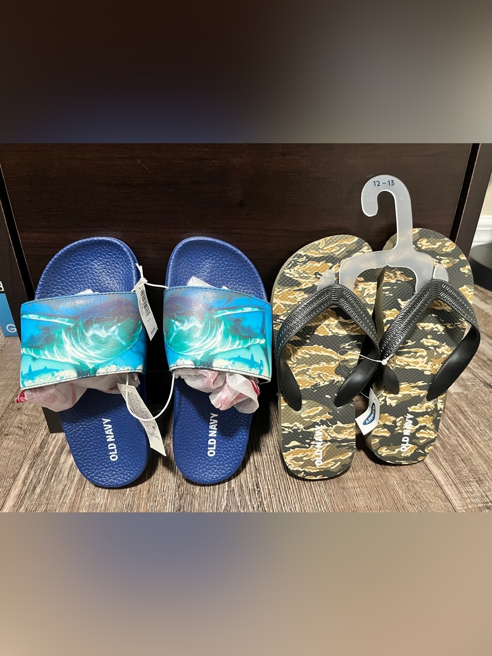 Old Navy Printed Sandals Blue & Black Size 12-13